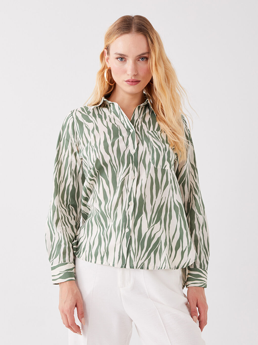 Patterned Long Sleeve Women's Shirt