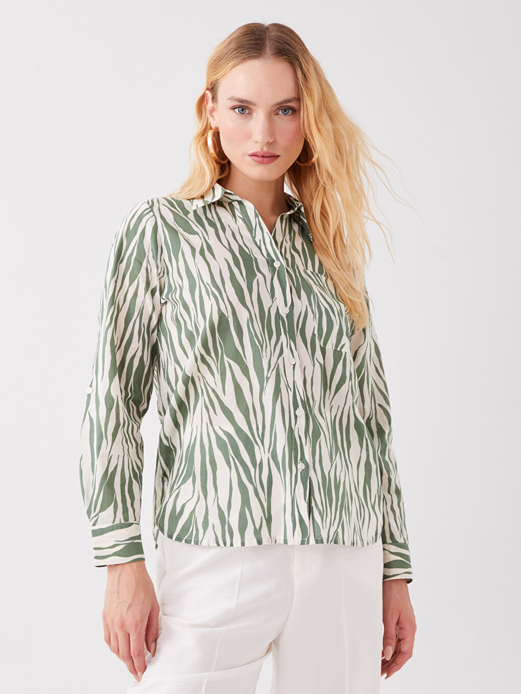 Patterned Long Sleeve Women's Shirt-1