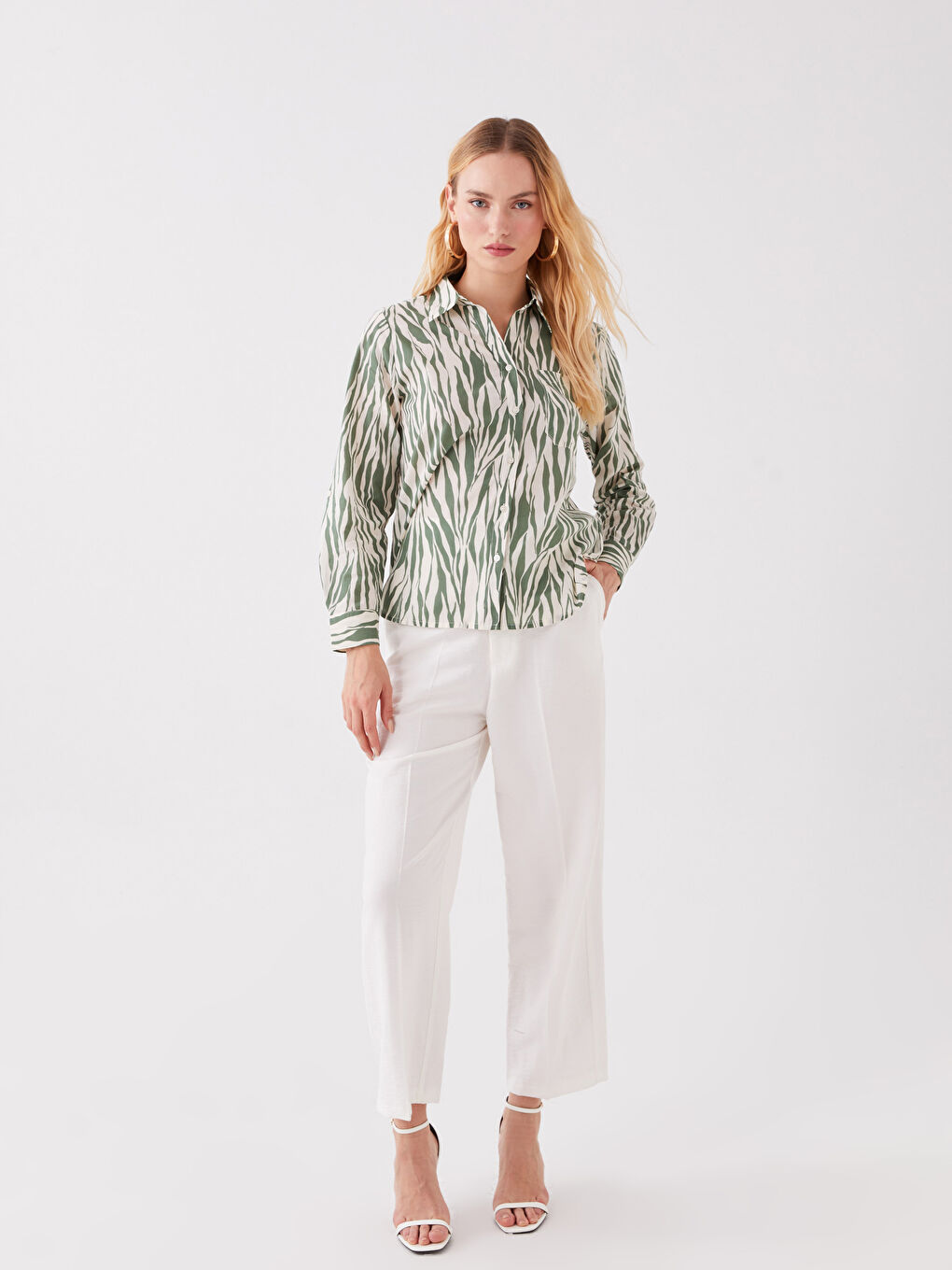 Patterned Long Sleeve Women's Shirt-2