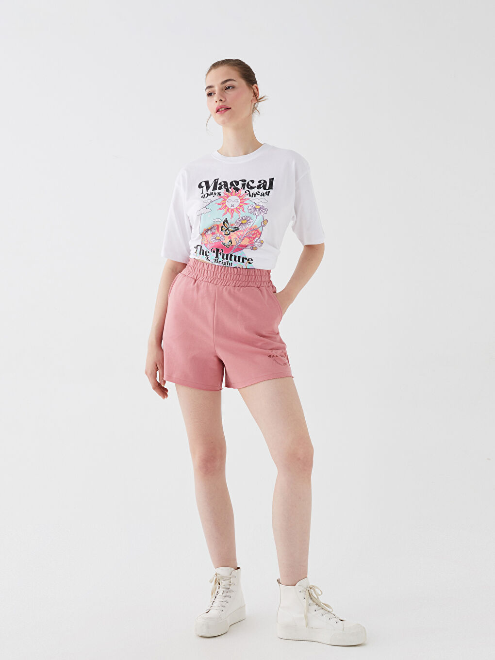 Elastic Waist Comfortable Pattern Printed Women's Shorts -S3JU86Z8-GPV