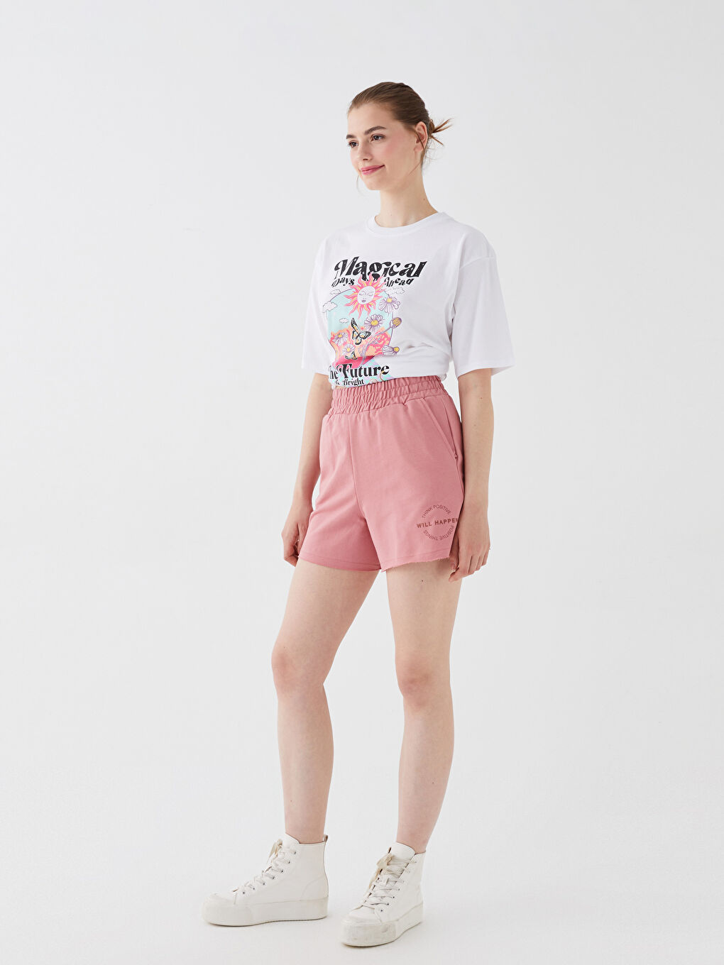 Elastic Waist Comfortable Pattern Printed Women's Shorts -S3JU86Z8-GPV