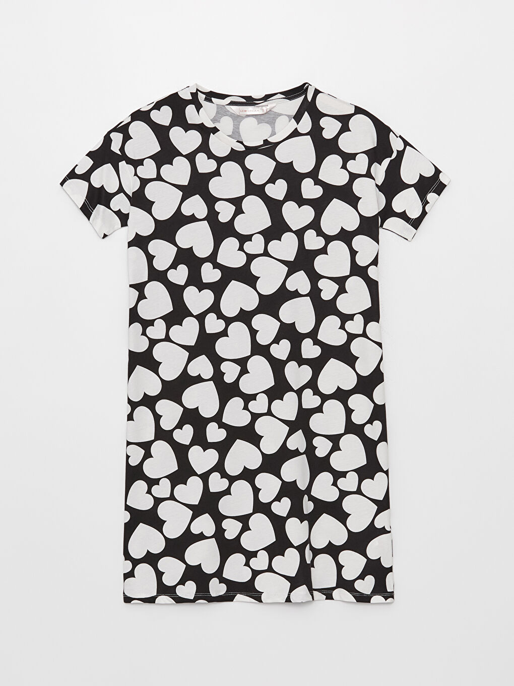 Crew Neck Patterned Short Sleeve Women's Nightgown -S3JU88Z8-LQJ