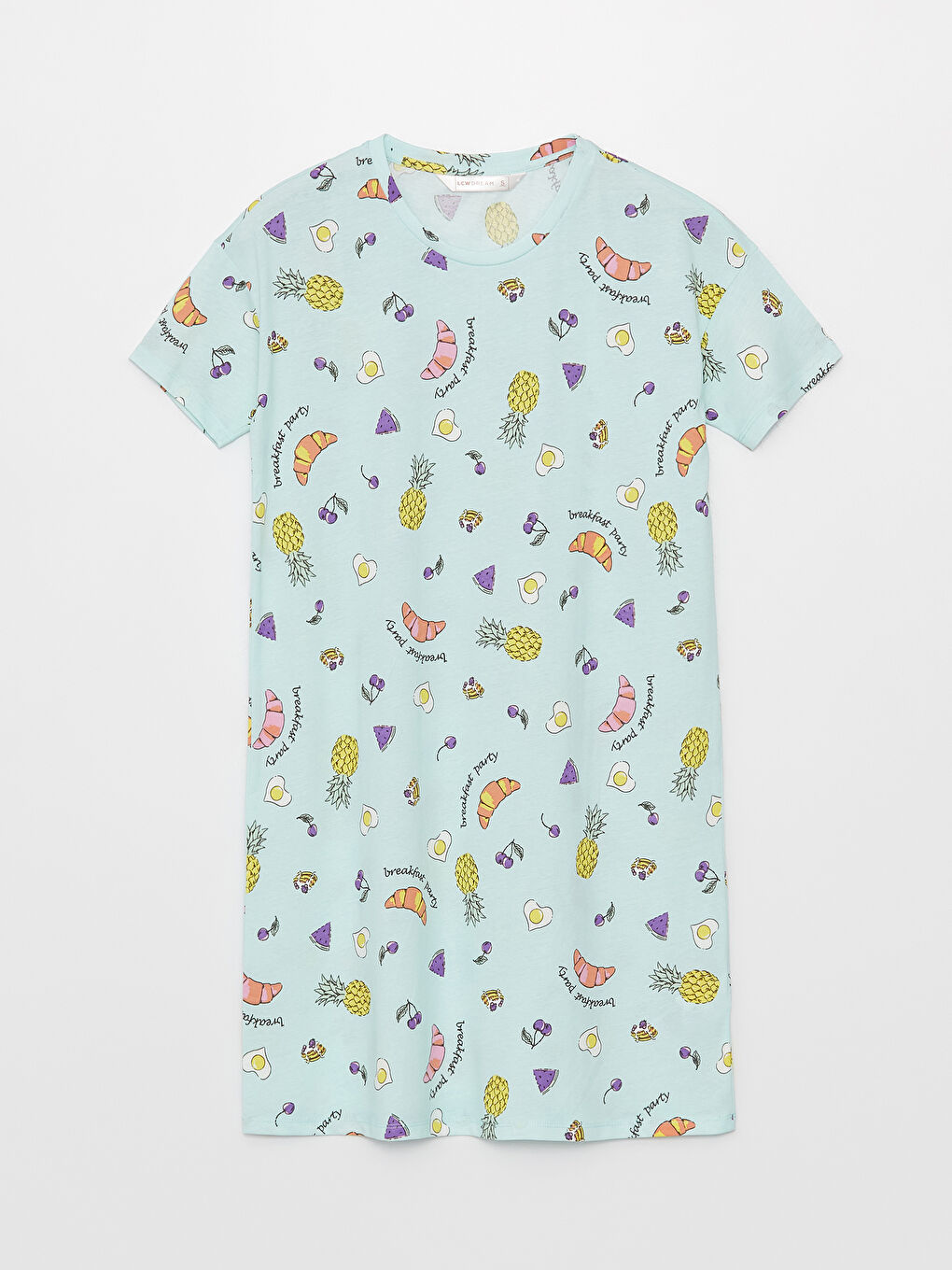 Crew Neck Patterned Short Sleeve Women's Nightdress -S3JU88Z8-LU5