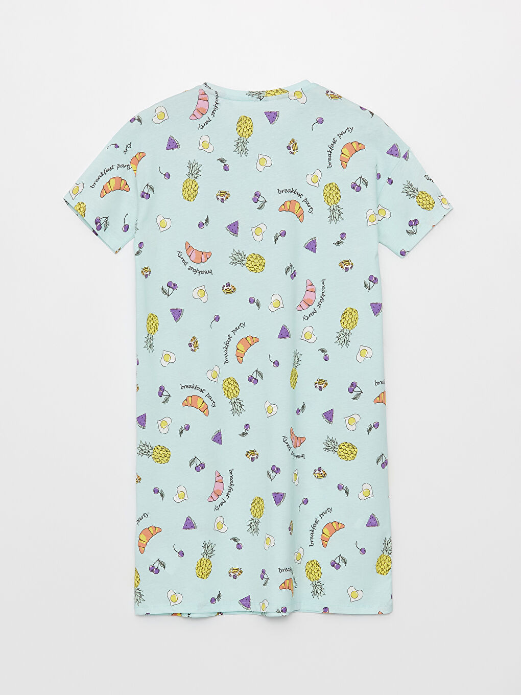 Crew Neck Patterned Short Sleeve Women's Nightdress -S3JU88Z8-LU5
