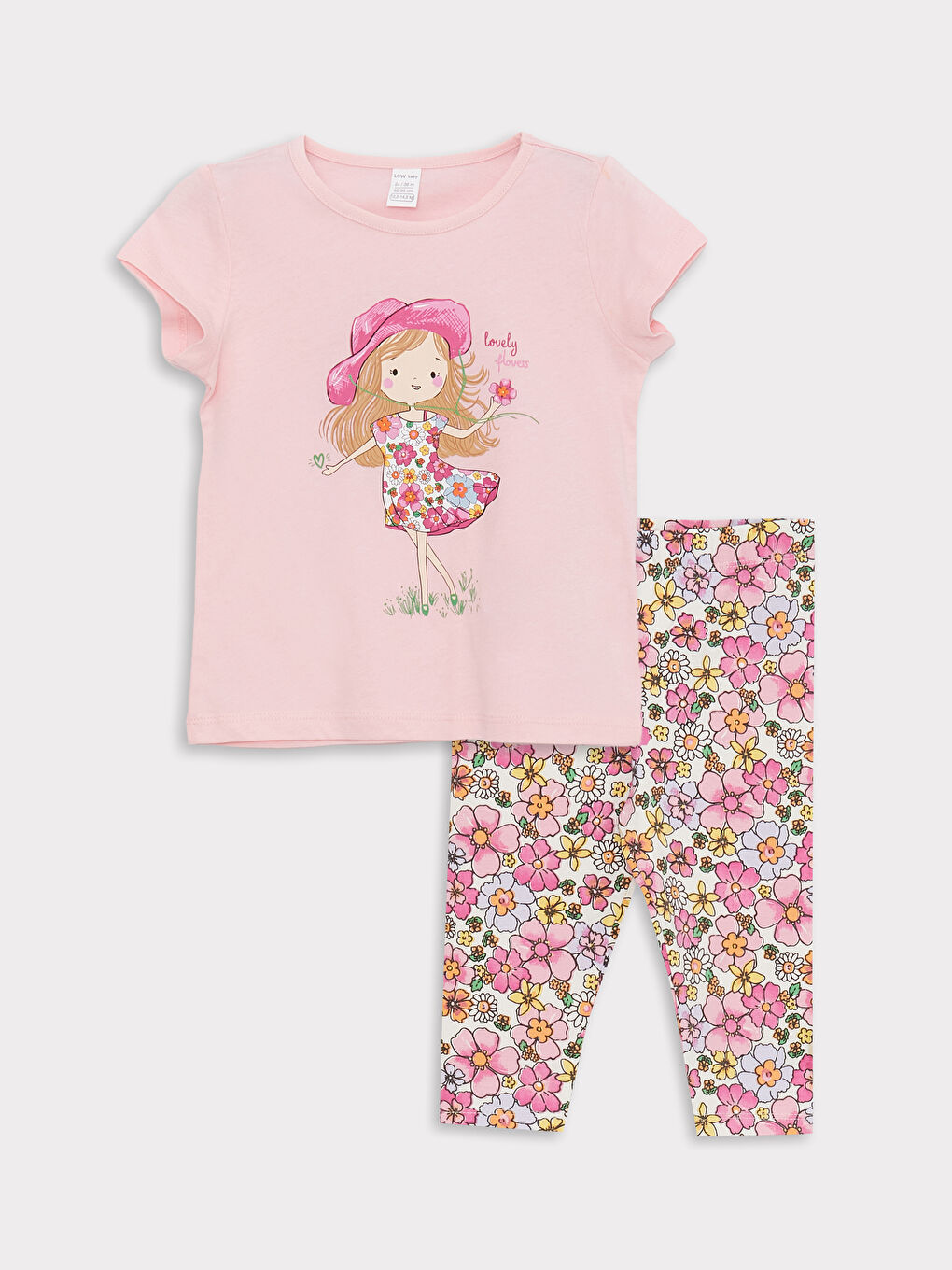 Ensemble T-Shirt et Leggings Imprimés Bébé Fille Col Rond Lot de 2