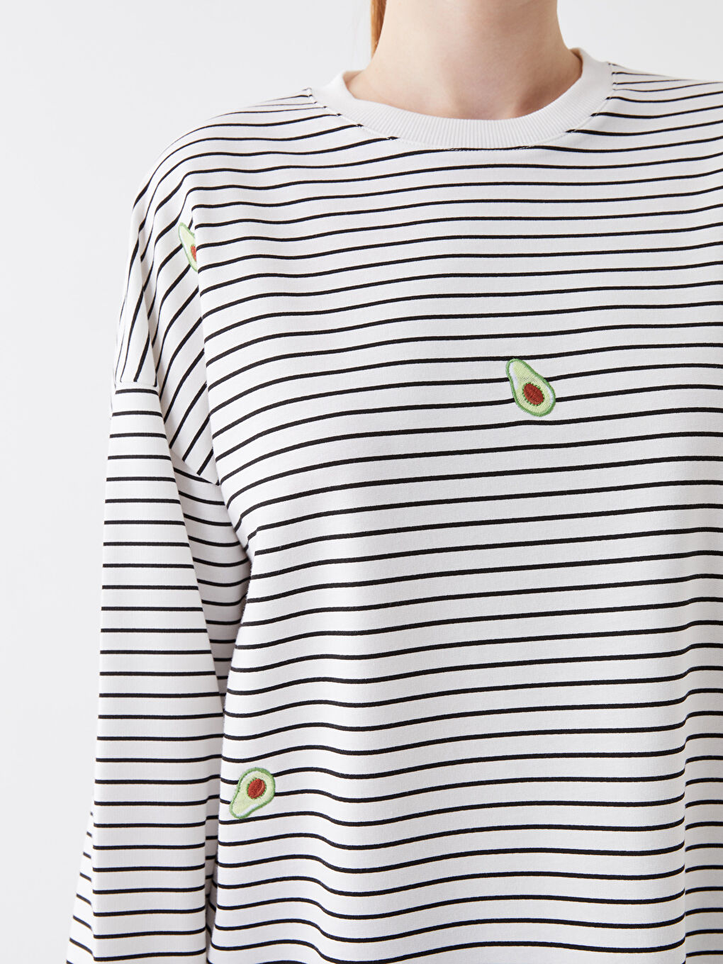 Crew Neck Striped Long Sleeve Women's Tunic-3