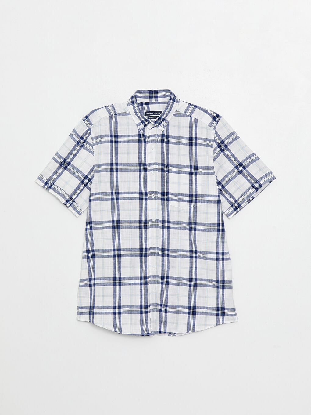 Cămașă pentru Bărbați cu Mânecă Scurtă, Croială Regulară, Model Carouri-5