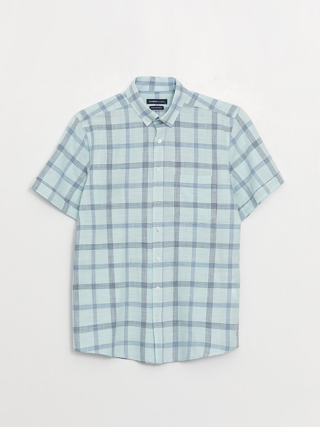 Regular Fit Short Sleeve Plaid Men's Shirt-5
