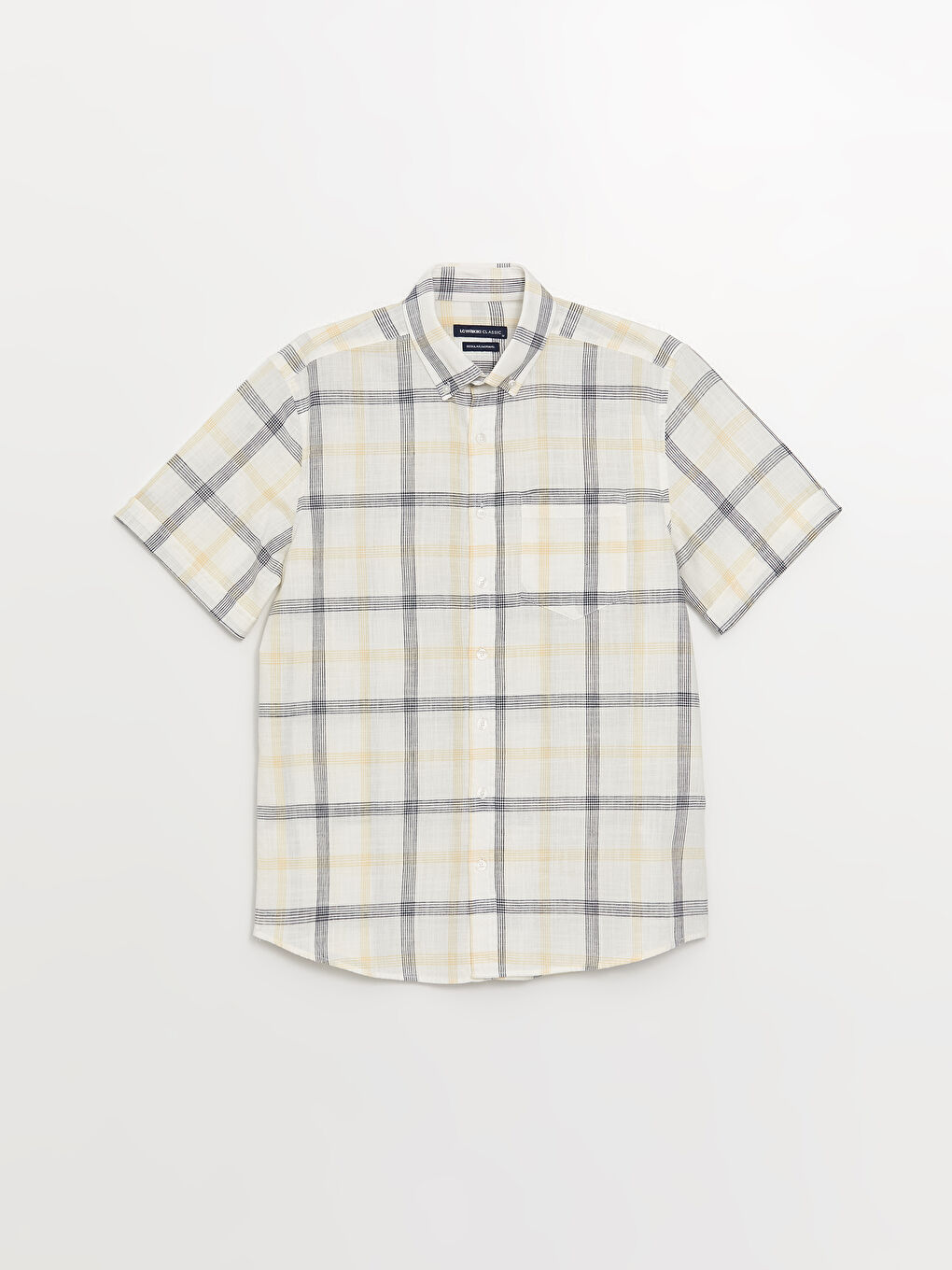 Cămașă pentru Bărbați cu Mânecă Scurtă, Croială Regulară, Model Carouri-5