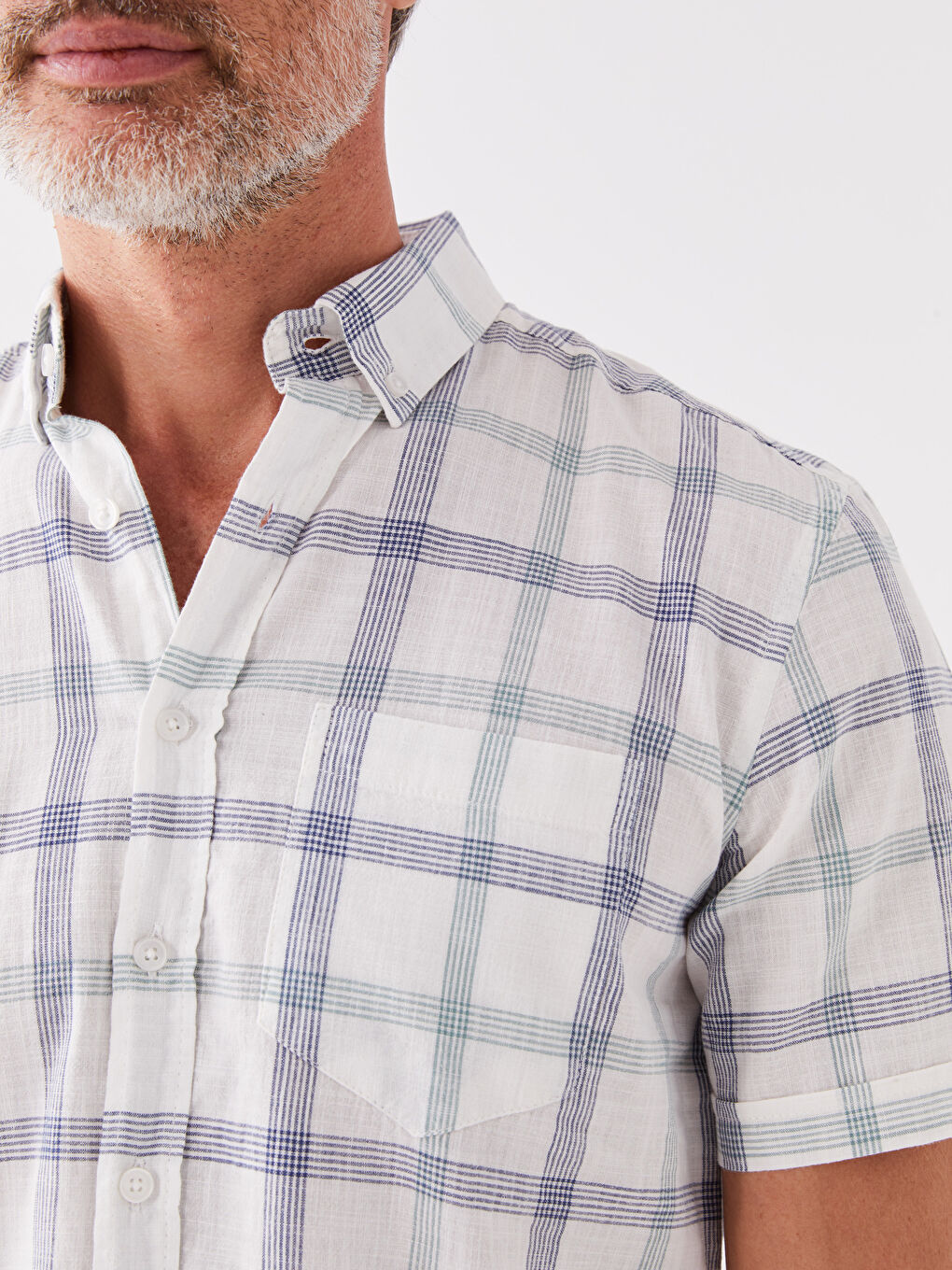 Рубашка Мужская Клетчатая Стандартного Кроя С Коротким Рукавом-3