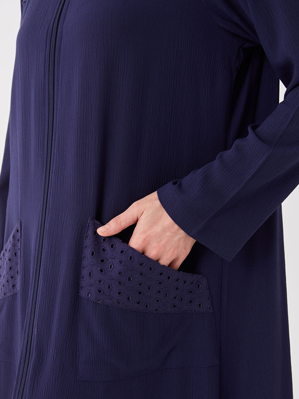 Quirky Neck Self-Patterned Long-Sleeve Women's Abaya-3