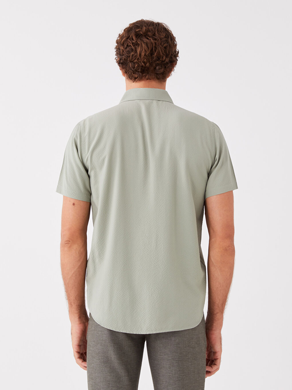 Yeşil Regular Fit Kısa Kollu Erkek Gömlek-4