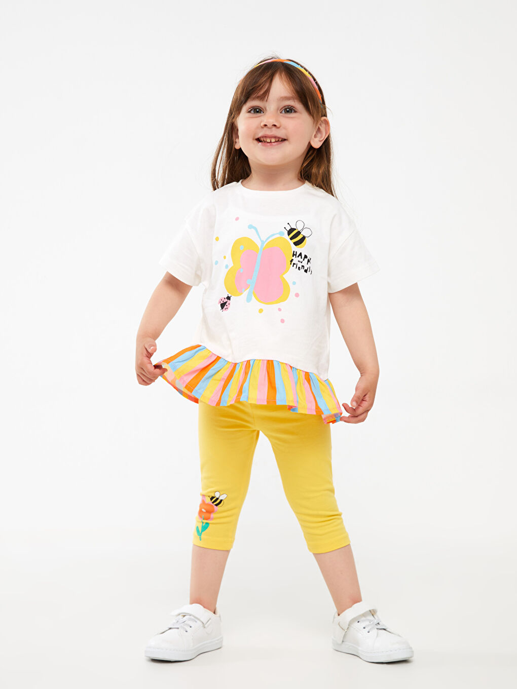 Ensemble T-Shirt et Leggings Imprimés Bébé Fille Col Rond Lot de 2