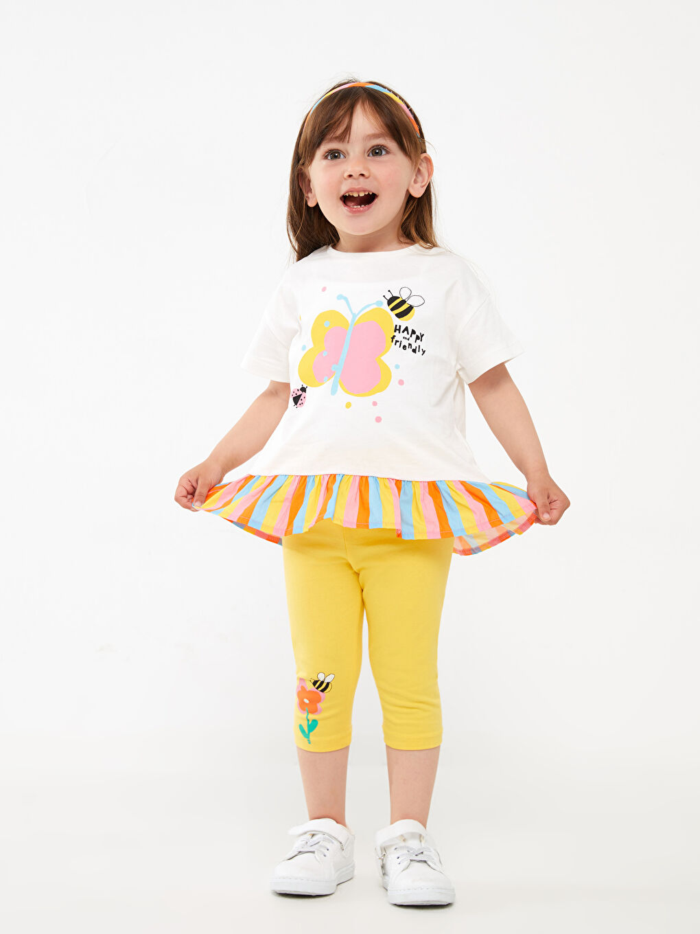 Ensemble T-Shirt et Leggings Imprimés Bébé Fille Col Rond Lot de 2-1