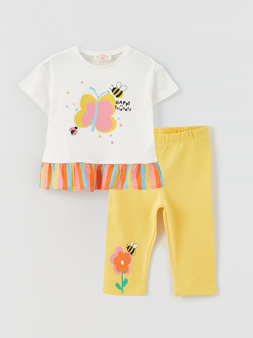 Ensemble T-Shirt et Leggings Imprimés Bébé Fille Col Rond Lot de 2-2