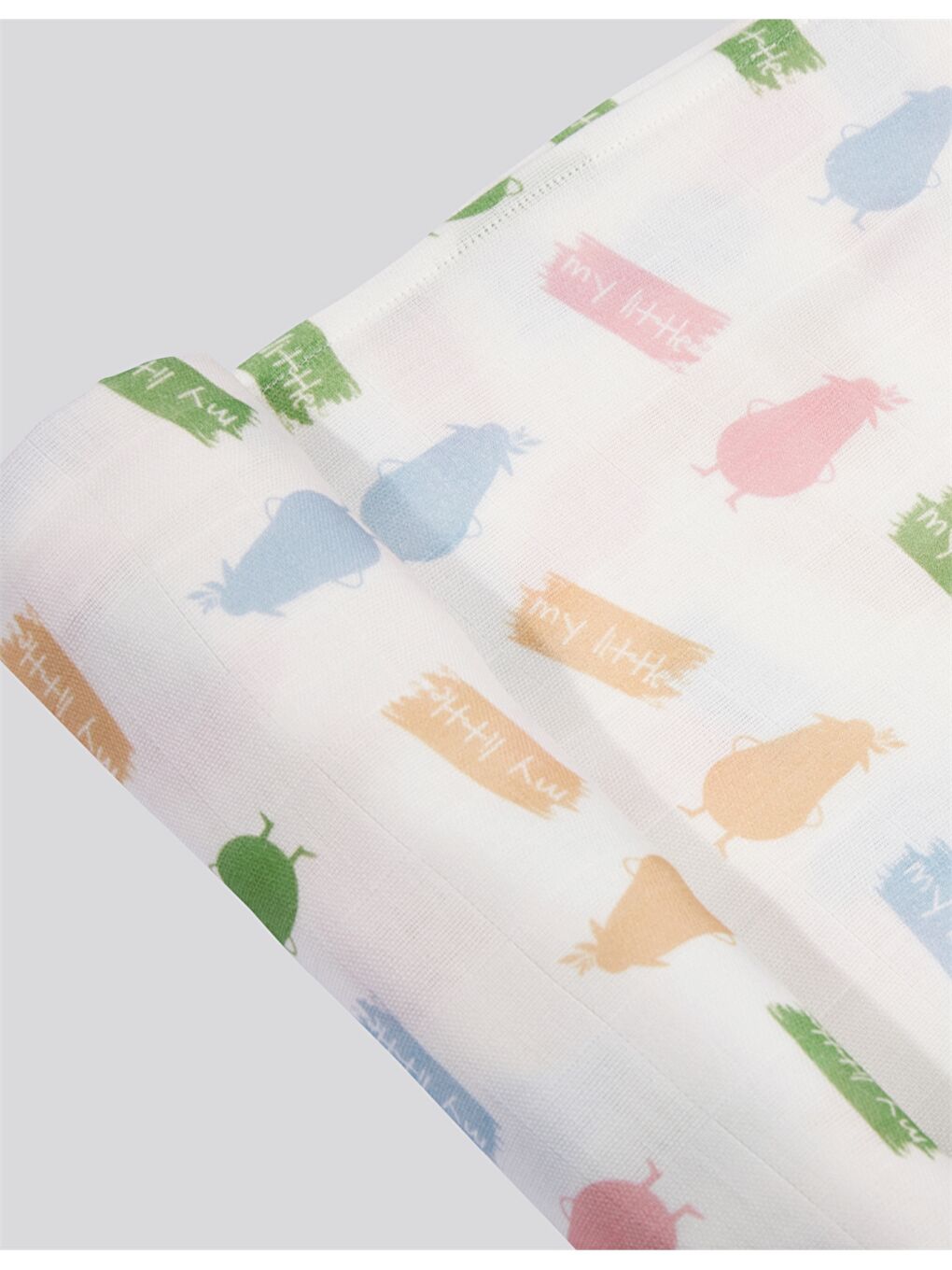 Yeşil Desenli Müslin Örtü 120x120 cm-3