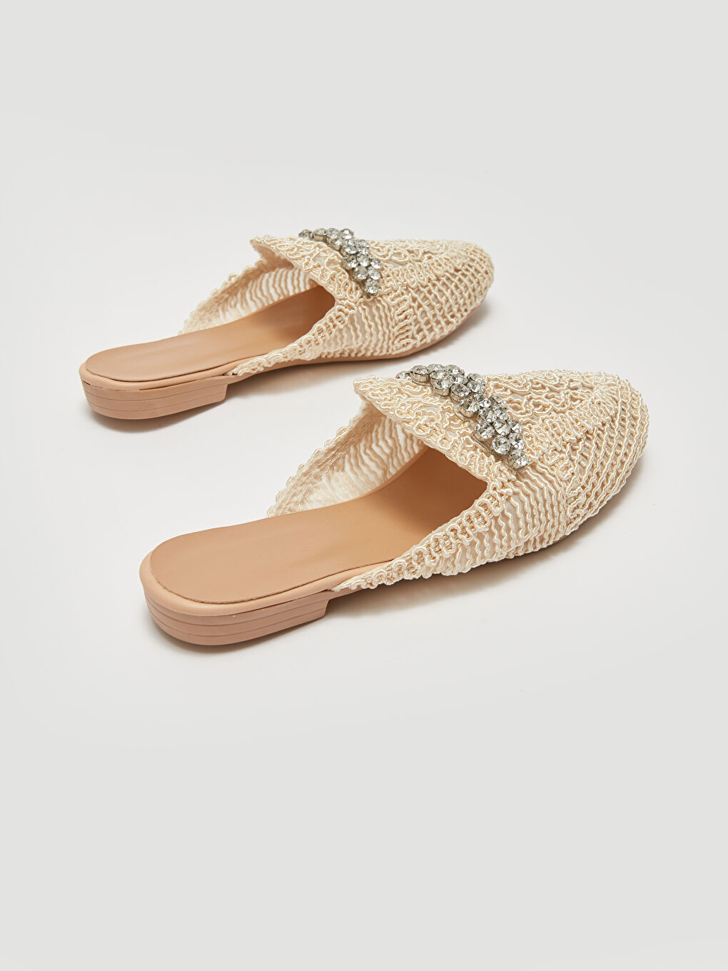 Bej Taş Detaylı Kadın Terlik-4