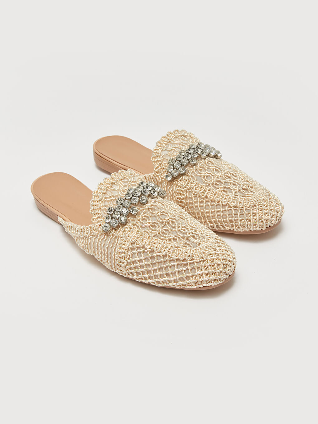 Bej Taş Detaylı Kadın Terlik