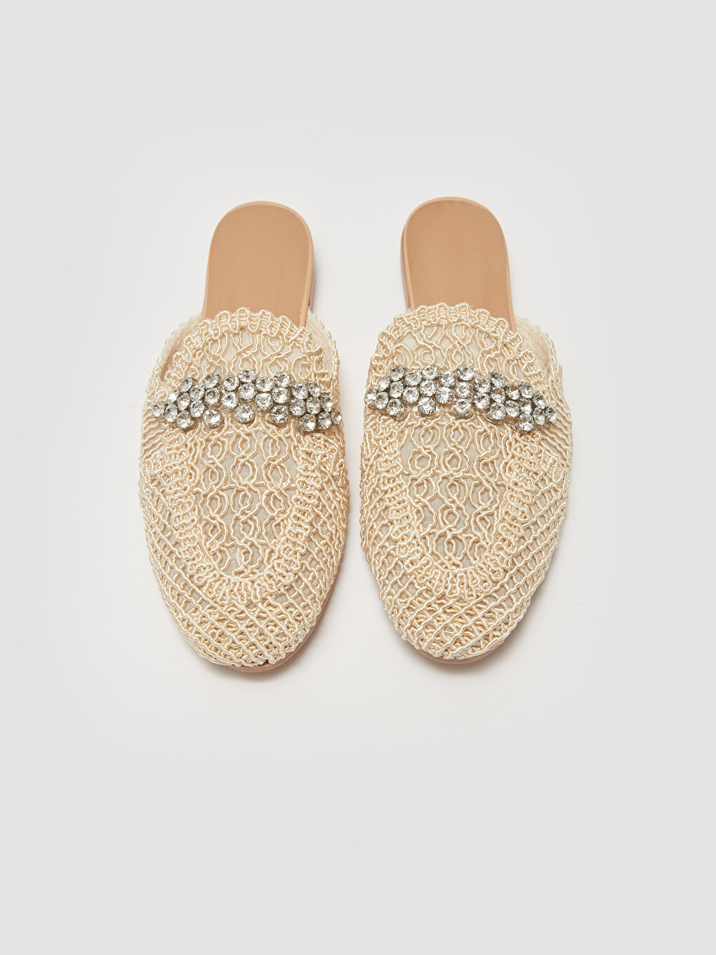 Bej Taş Detaylı Kadın Terlik-2