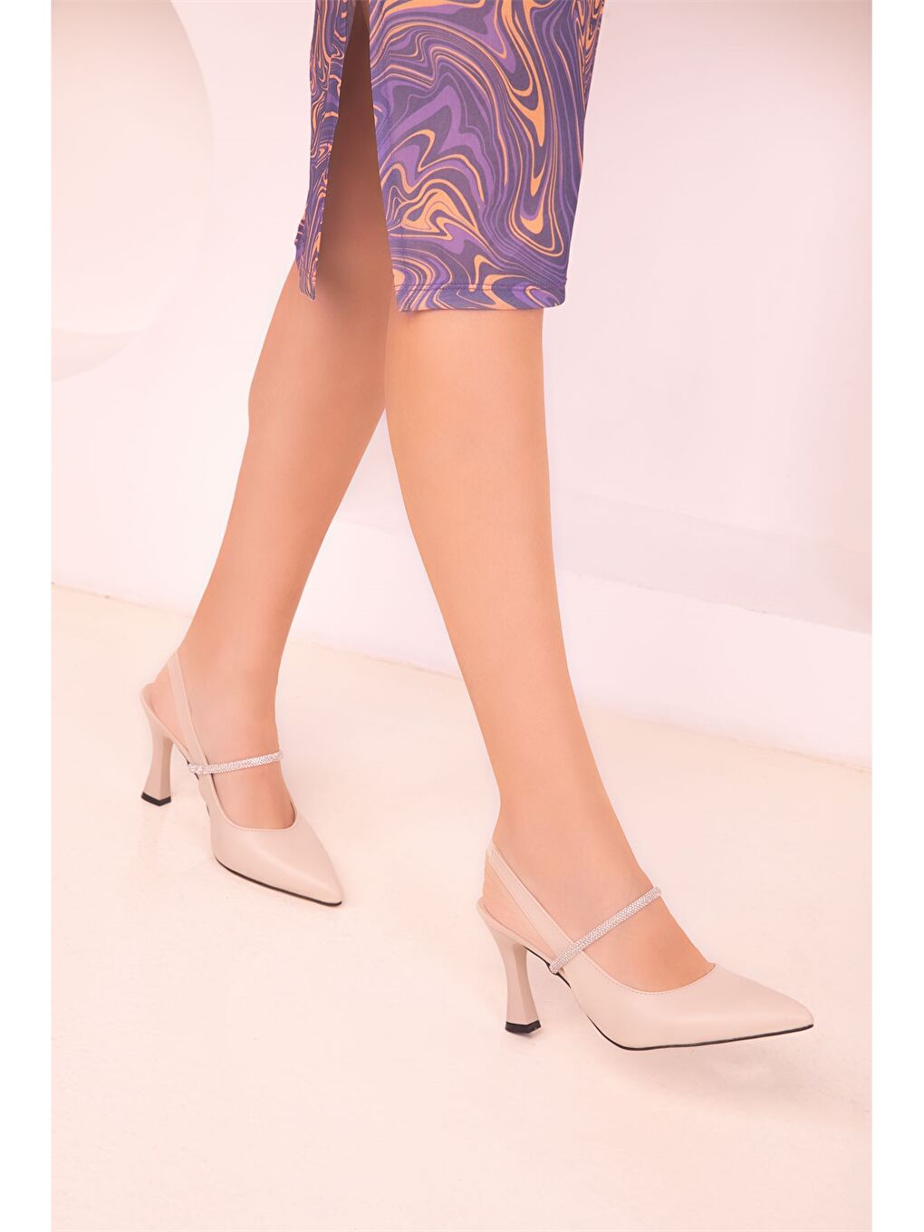 Bej Kadın Stiletto Ayakkabı-2