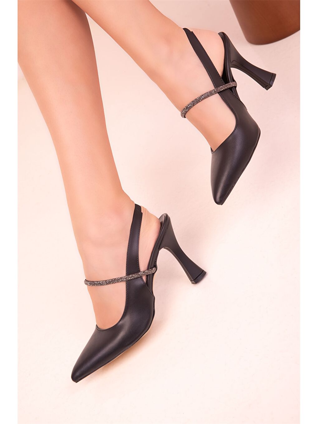 Siyah Kadın Stiletto Ayakkabı-3