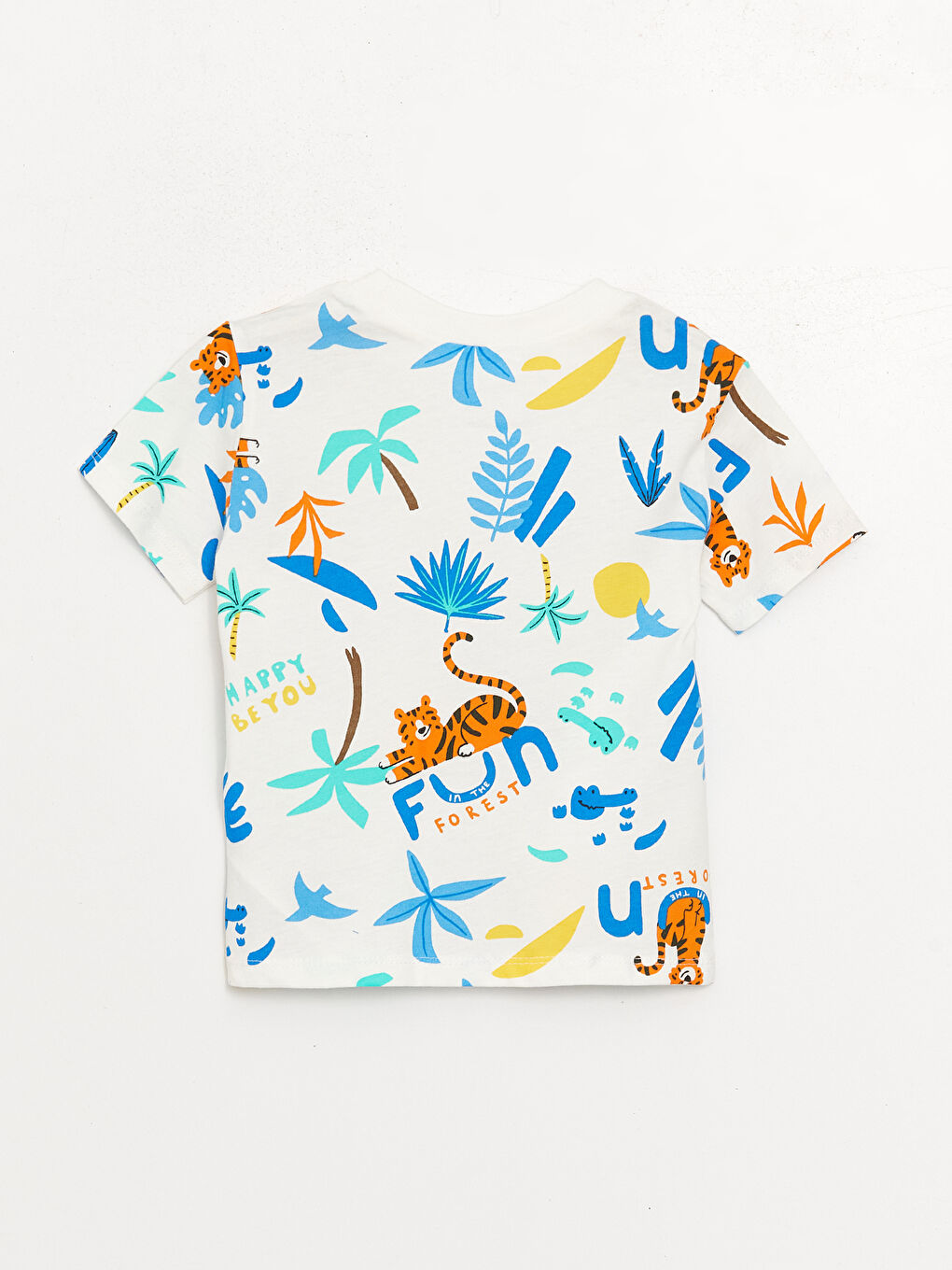 Ekru Bisiklet Yaka Erkek Bebek Tişört ve Şort 2'li-2