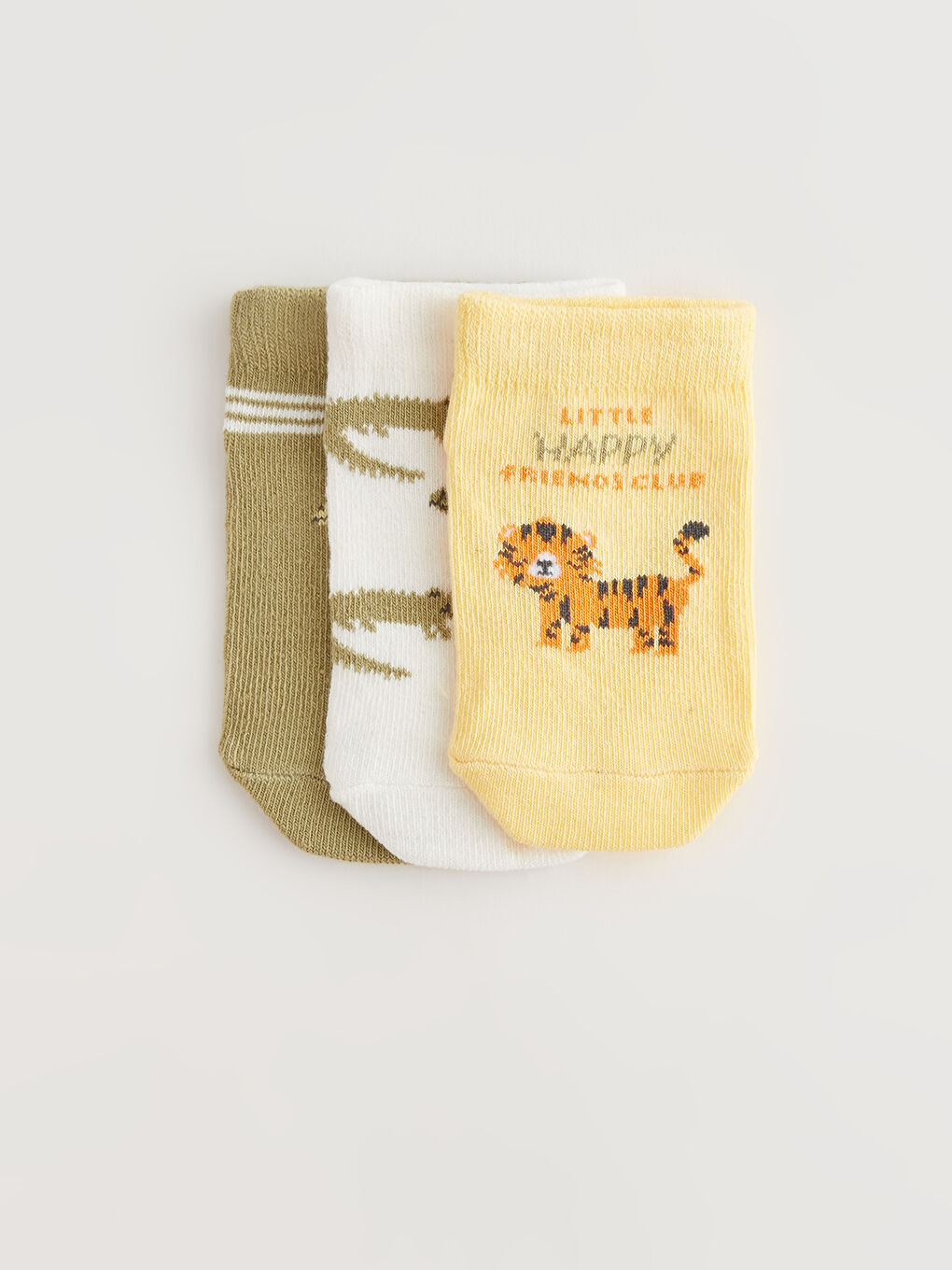 Sarı Desenli Erkek Bebek Patik Çorap 3'lü