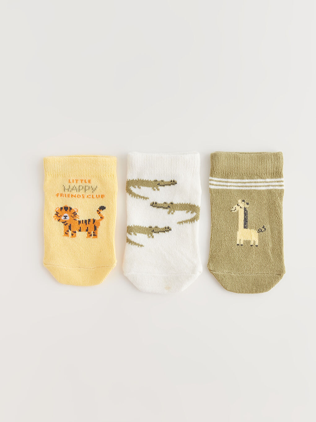 Sarı Desenli Erkek Bebek Patik Çorap 3'lü-1
