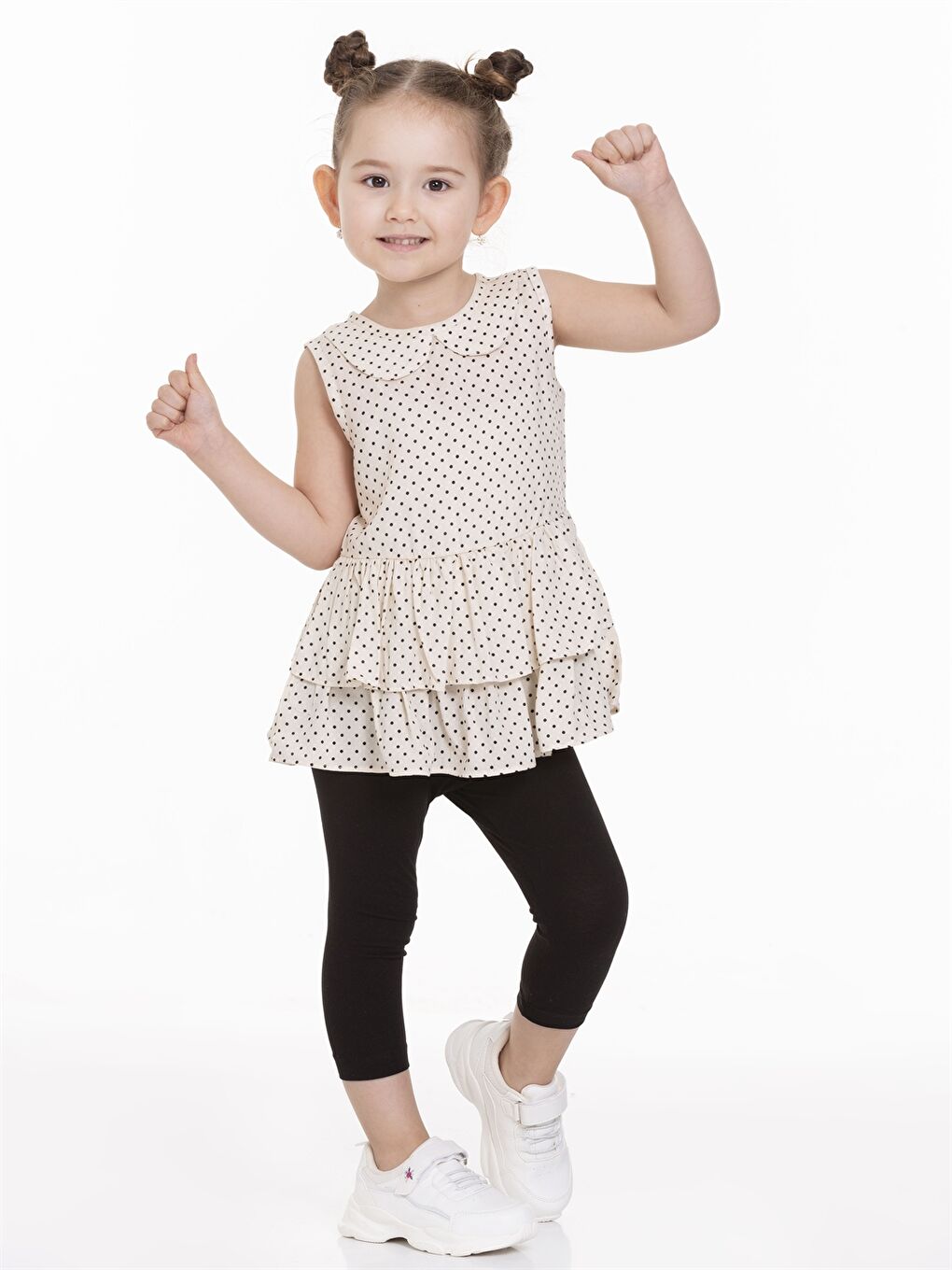 Ekru Bebe Yaka Kız Bebek Elbise