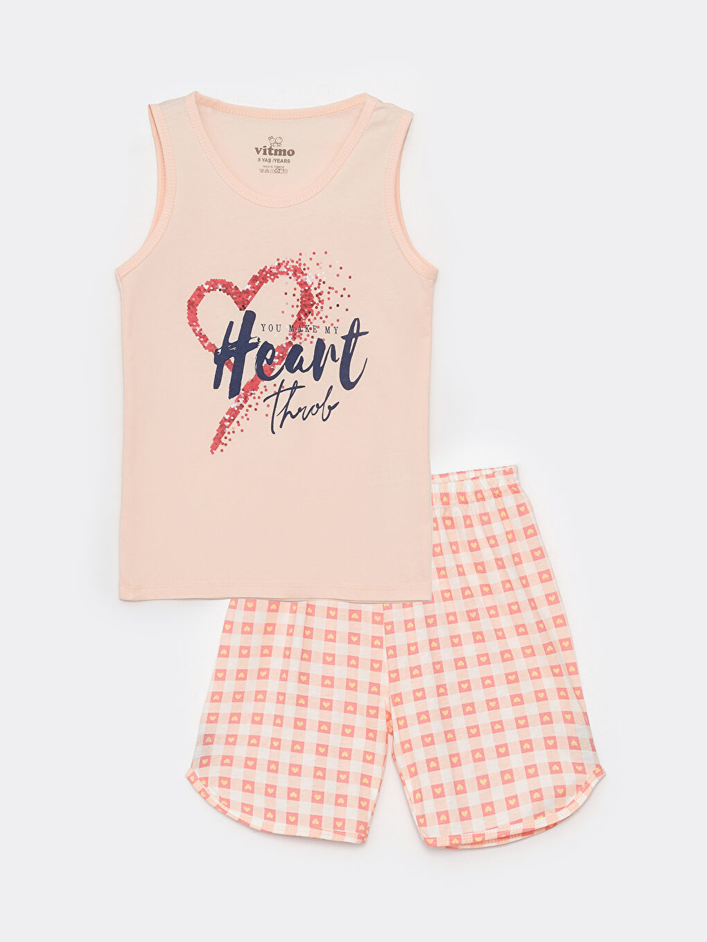 Turuncu Bisiklet Yaka Baskılı Kız Çocuk Şortlu Pijama Takımı