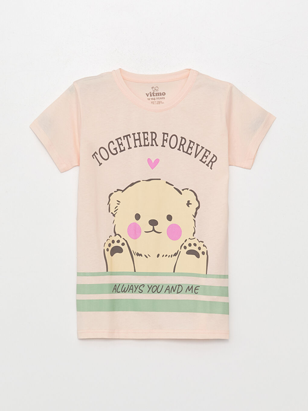 Turuncu Bisiklet Yaka Baskılı Kısa Kollu Kız Çocuk Pijama Takımı-1