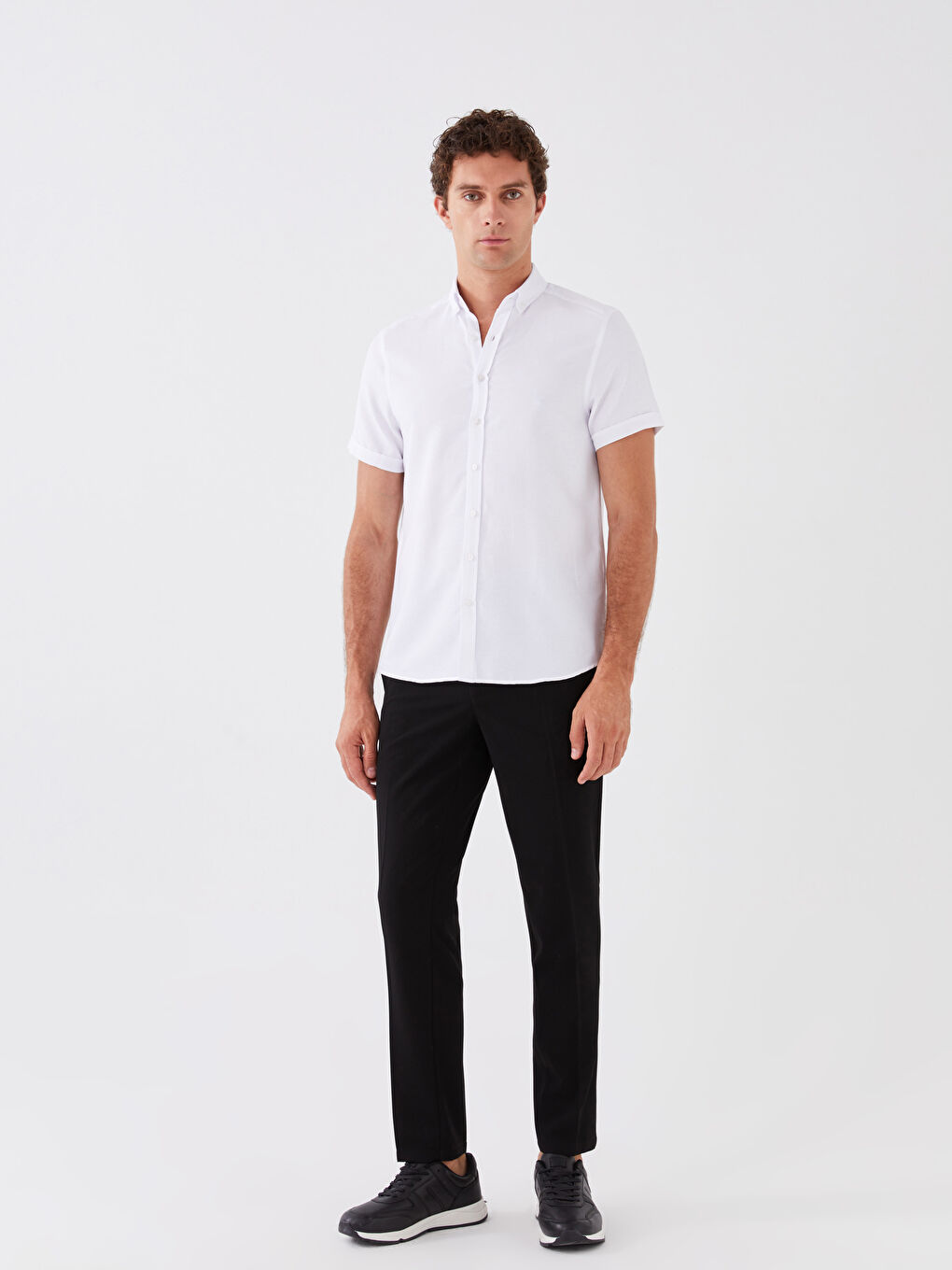 قميص رجالي كم قصير رفيع قماش دوبي-2