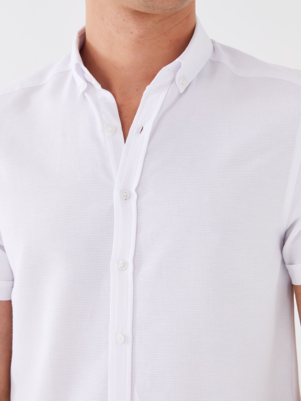 قميص رجالي كم قصير رفيع قماش دوبي-3