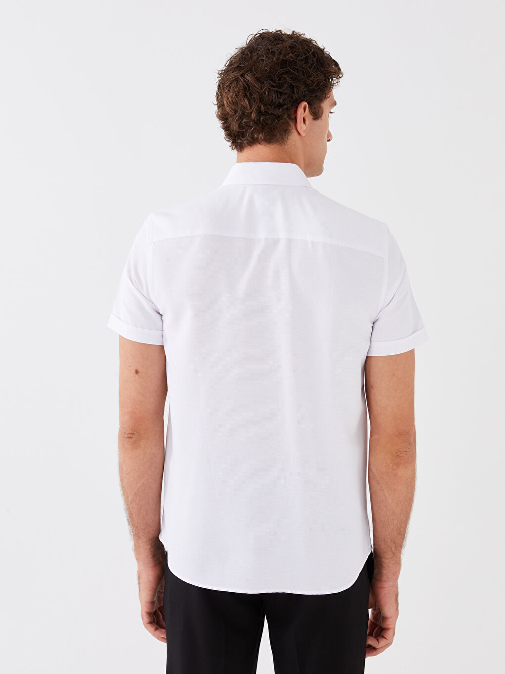 قميص رجالي كم قصير رفيع قماش دوبي-4