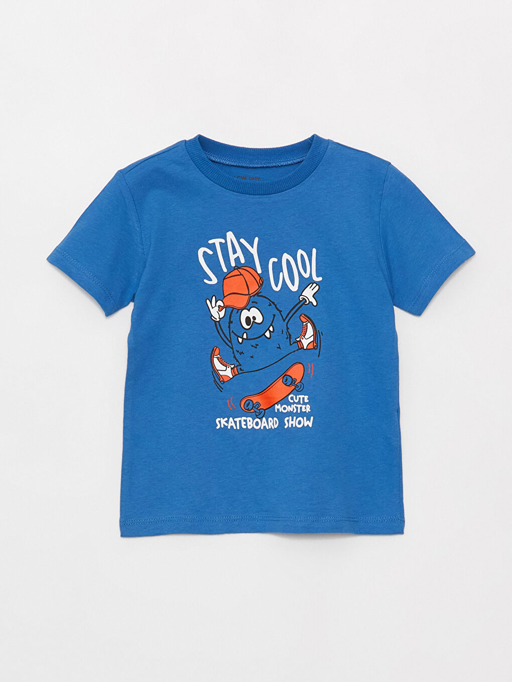 Mavi Bisiklet Yaka Baskılı Erkek Bebek Tişört