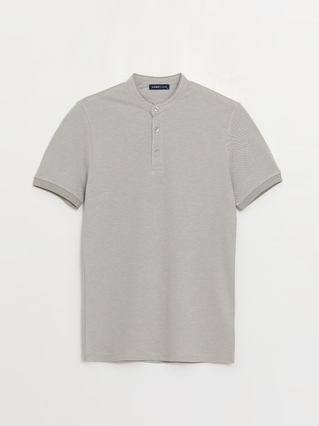 Gri Hakim Yaka Kısa Kolu Pike Tişört-5