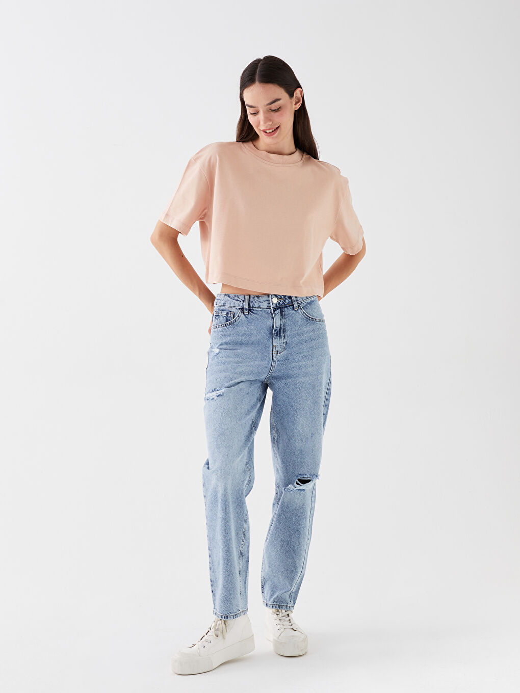 LCW Jeans Boyfriend Ripped Detailed Women's Jeans -S3K054Z8-311