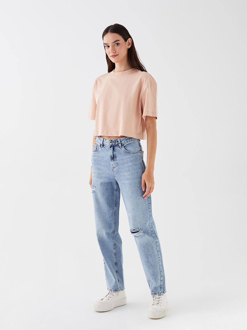 LCW Jeans Boyfriend Ripped Detailed Women's Jeans -S3K054Z8-311