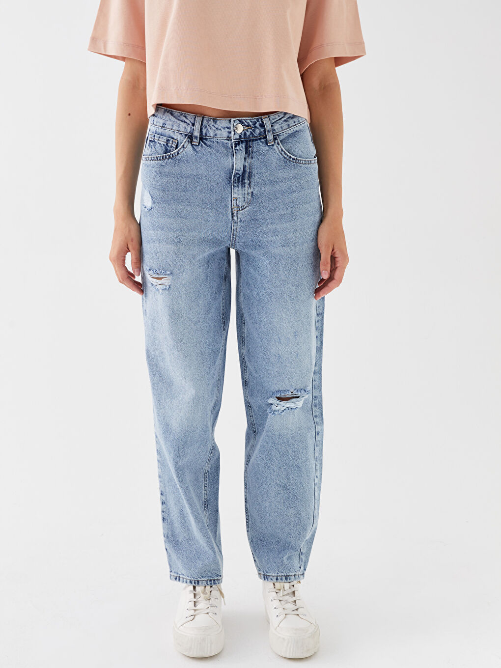 LCW Jeans Boyfriend Ripped Detailed Women's Jeans -S3K054Z8-311