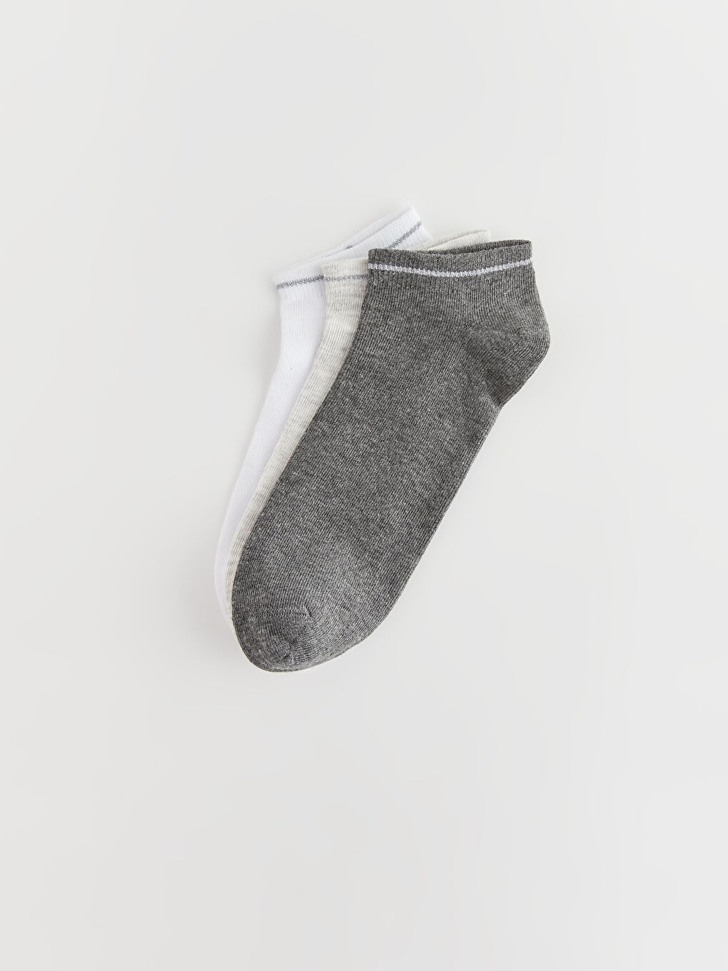 Gri Desenli Kadın Patik Çorap 3'lü