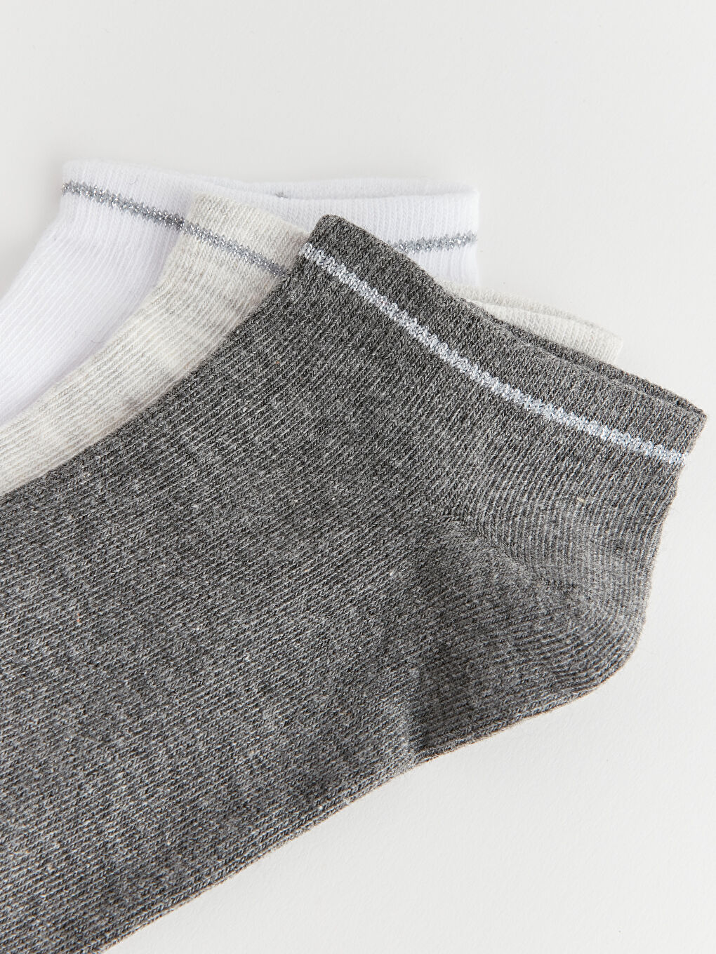Gri Desenli Kadın Patik Çorap 3'lü-2