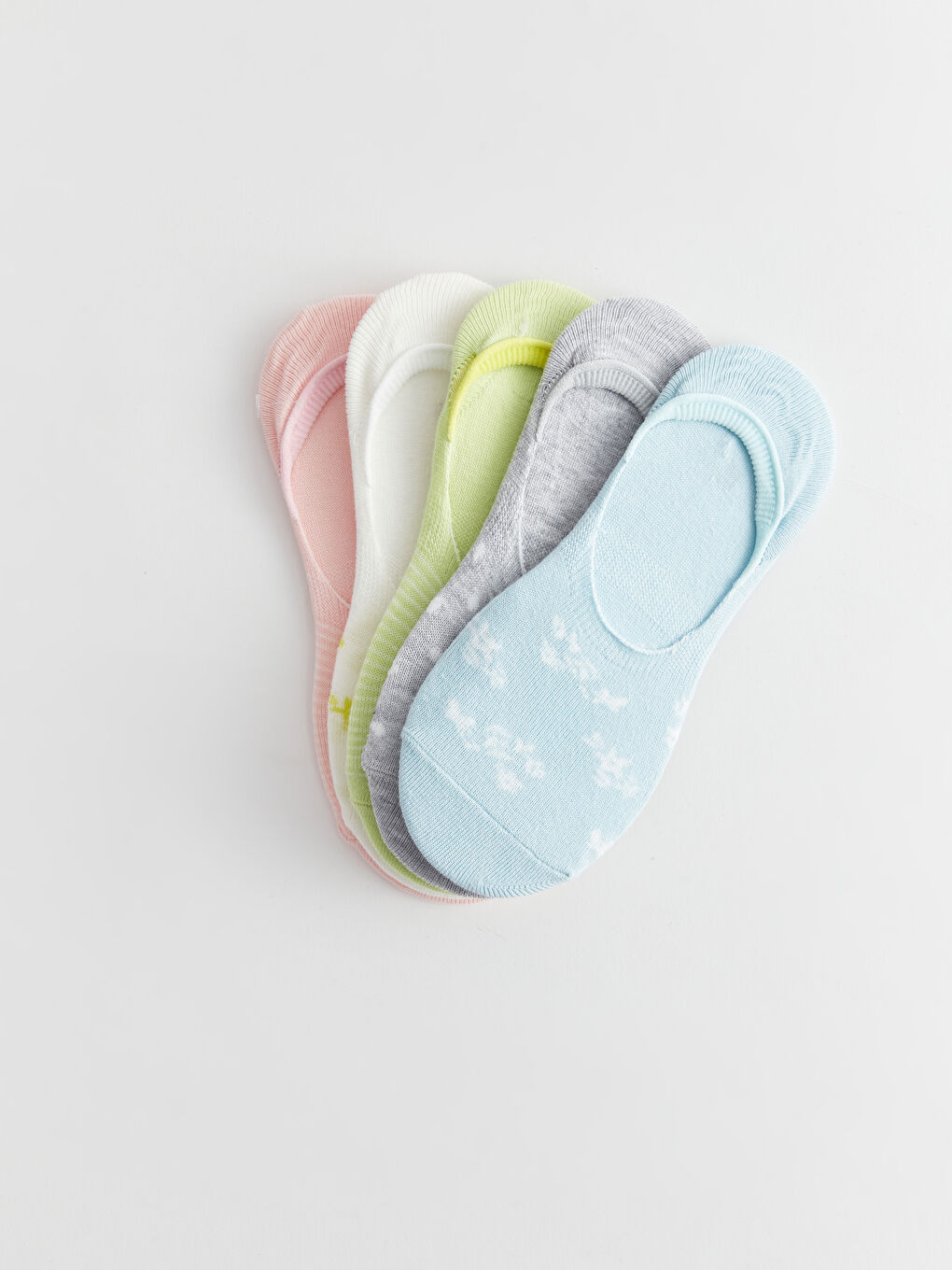 Ekru Desenli Kadın Babet Çorap 5'li-1