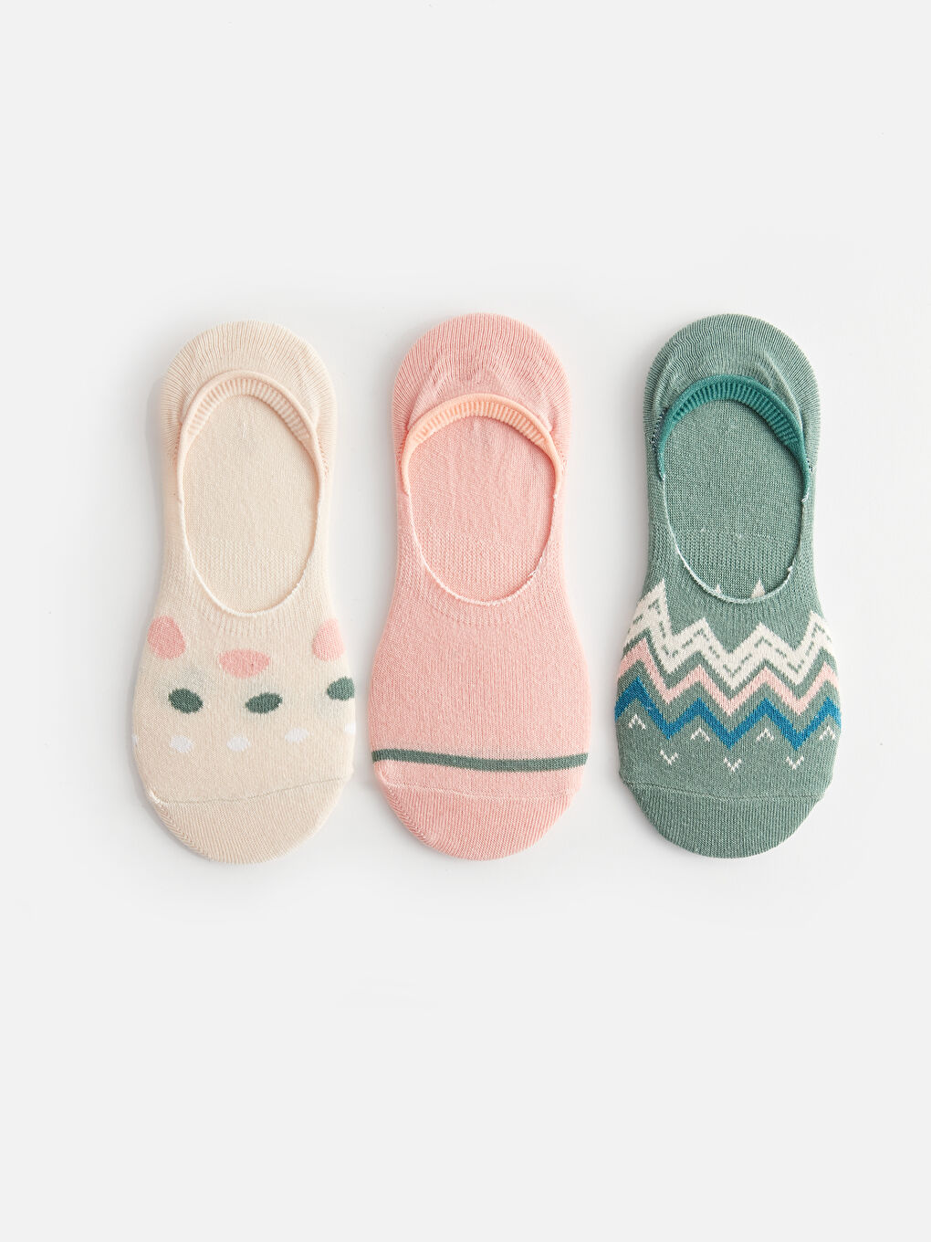 Patterned Women's Invisible Socks 3-packs