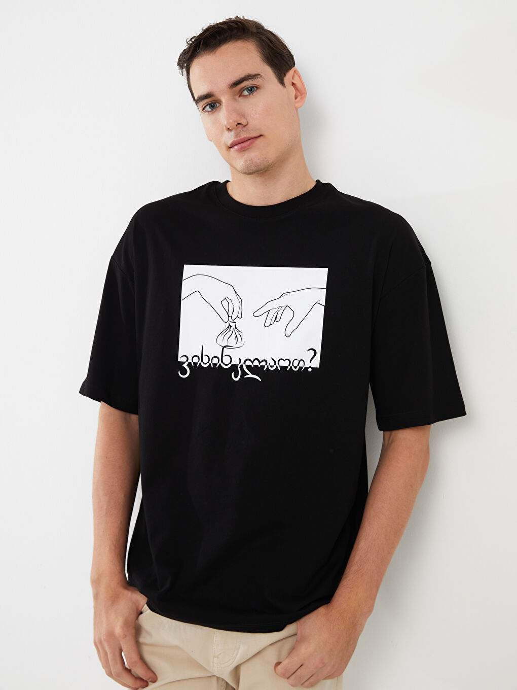 Crew Neck Short Sleeve Printed Combed Cotton Men's T-shirt