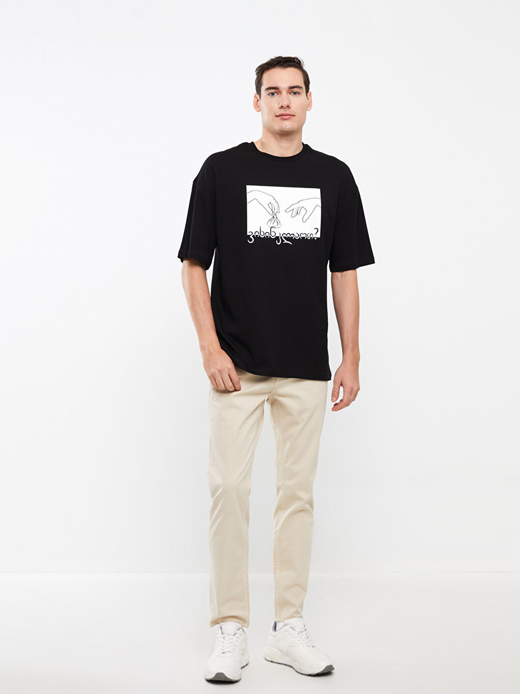 Crew Neck Short Sleeve Printed Combed Cotton Men's T-shirt-1