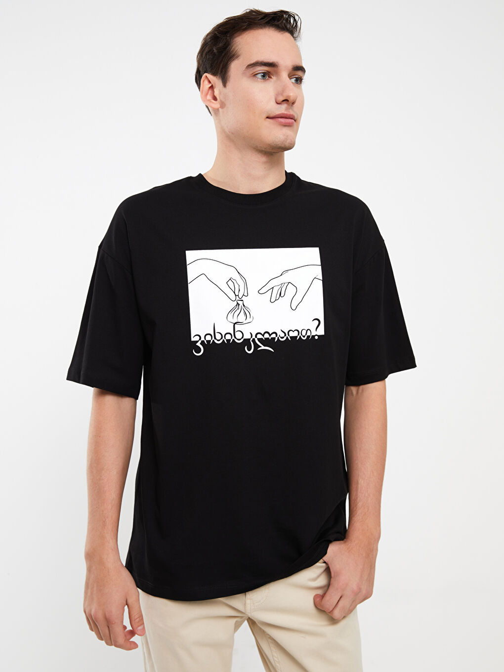 Crew Neck Short Sleeve Printed Combed Cotton Men's T-shirt-2