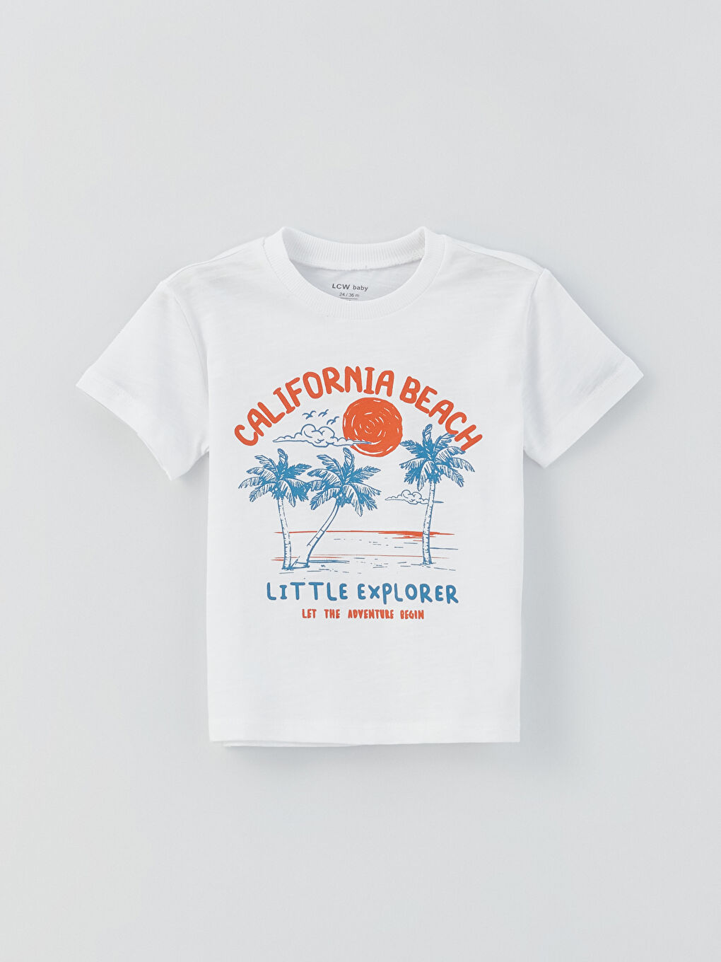 Ekru Bisiklet Yaka Baskılı Erkek Bebek Tişört