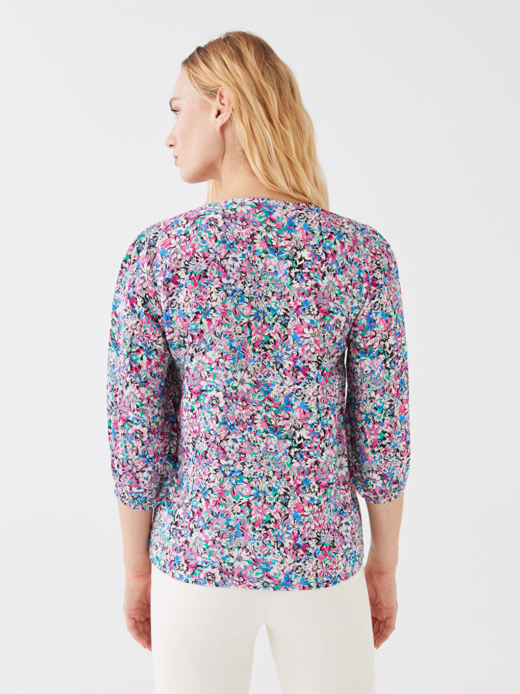 V-Neck Floral Women's Blouse-4
