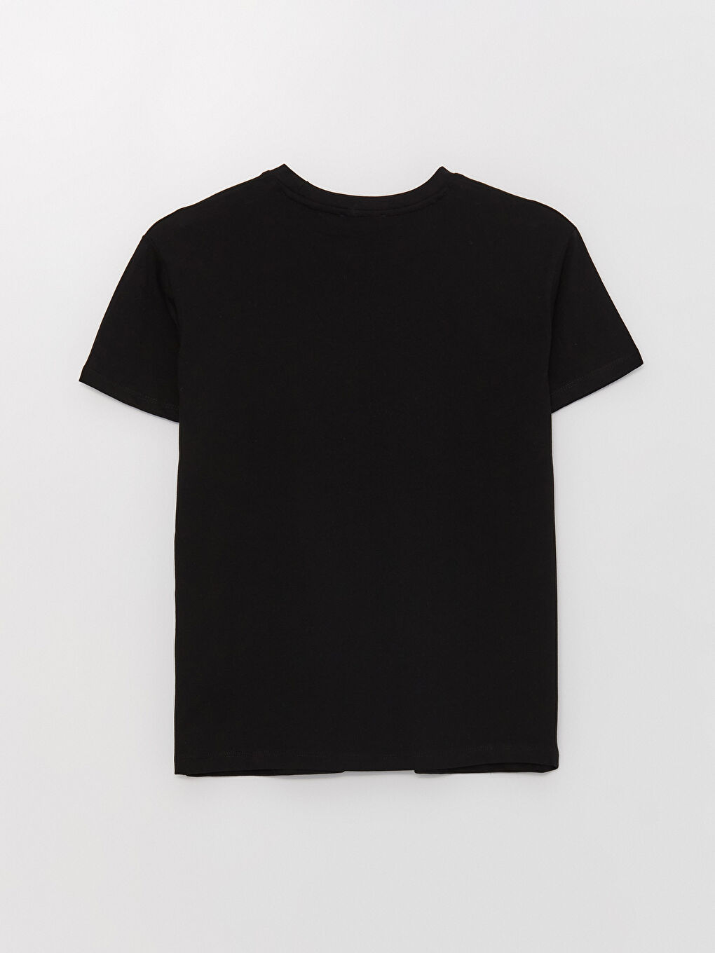 Siyah Bisiklet Yaka Nakışlı Kısa Kollu Kadın Tişört-6