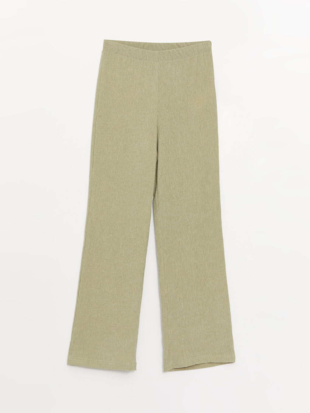 Yeşil Beli Lastikli Düz Geniş Paça Kadın Eşofman Altı-5